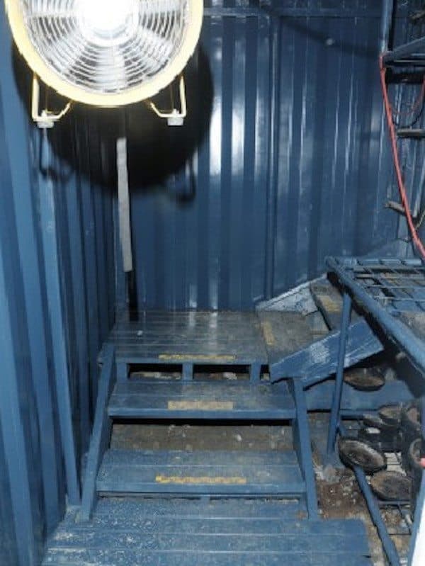 Inside the shipping container where the boy was allegedly held - GREEN RUSH DAILY